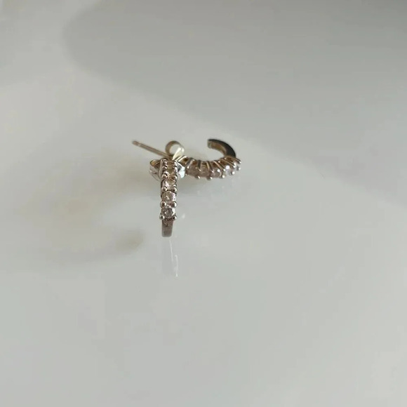 Genuine 925 Sterling Silver “C” Shaped Earrings - Picture 1 of 9